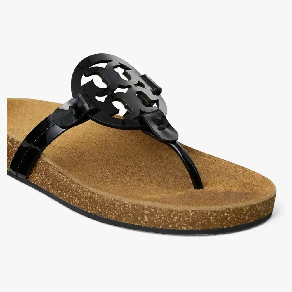Tory Burch Black/Natural Miller Cloud Sandals 6M